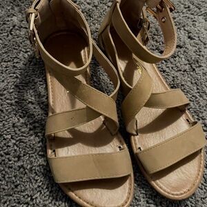 Fashion Nova Women's Crisscross Ankle-Strap Sandals in Tan